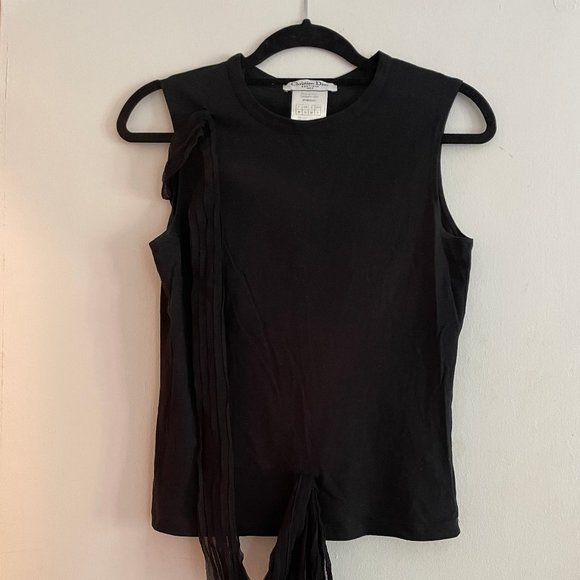 Dior \\ Vintage Black Tank Top with Silk Wrap Details - Picture 1 of 4